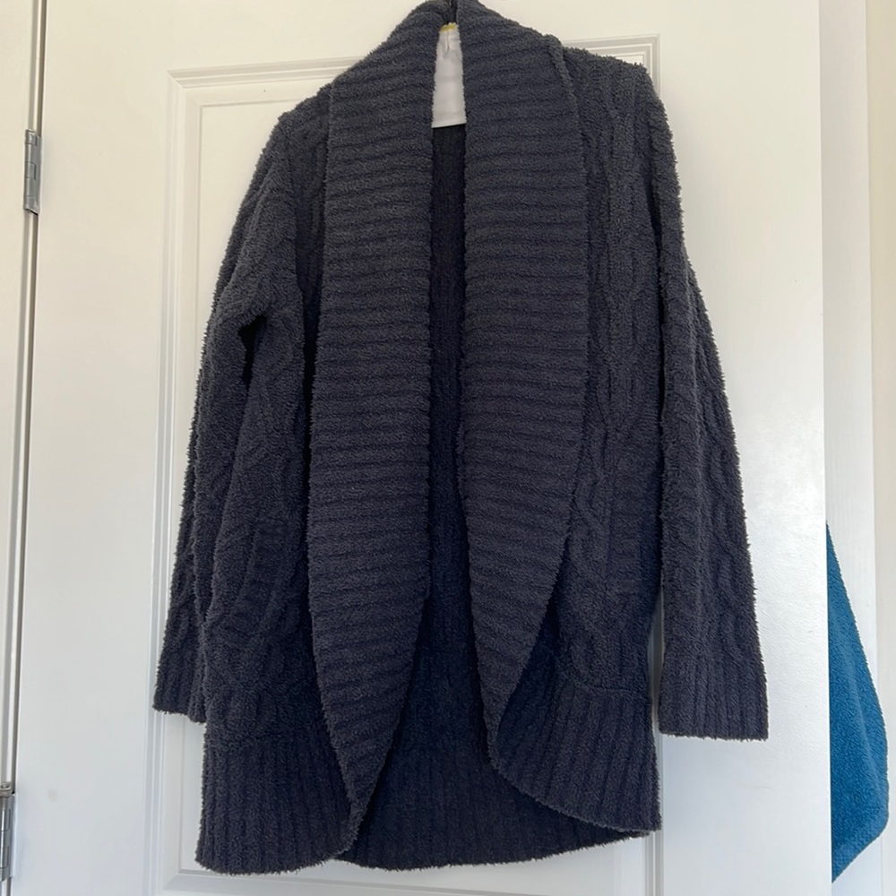 Barefoot Dreams CozyChic Chenille Shawl Cardigan - Navy
